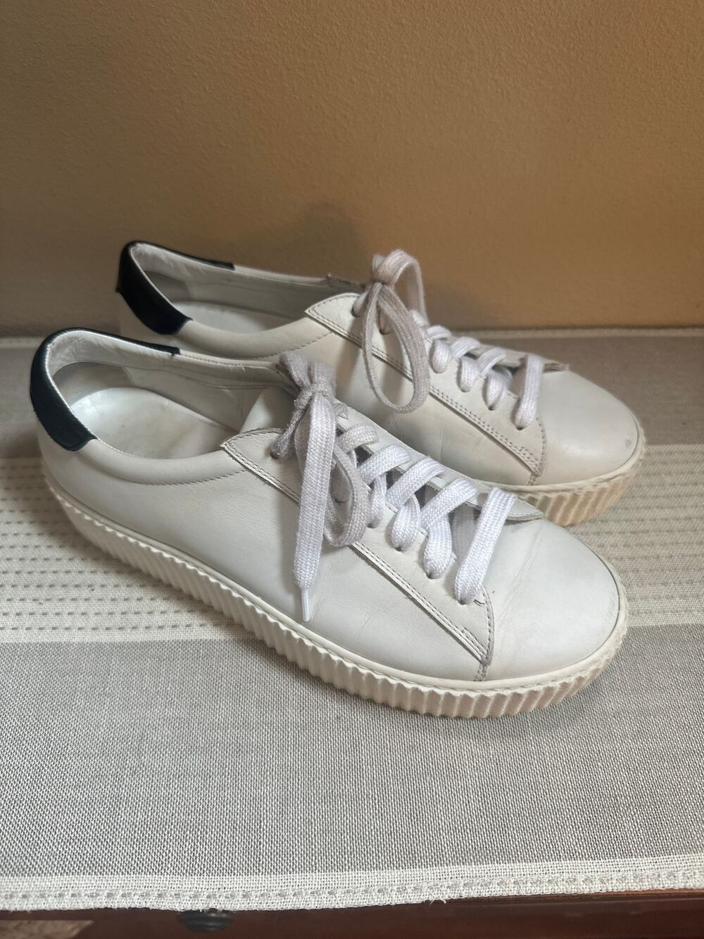 M. Gemi The Palestra Due Signature White Leather Sneaker Size 38.5/ US 8